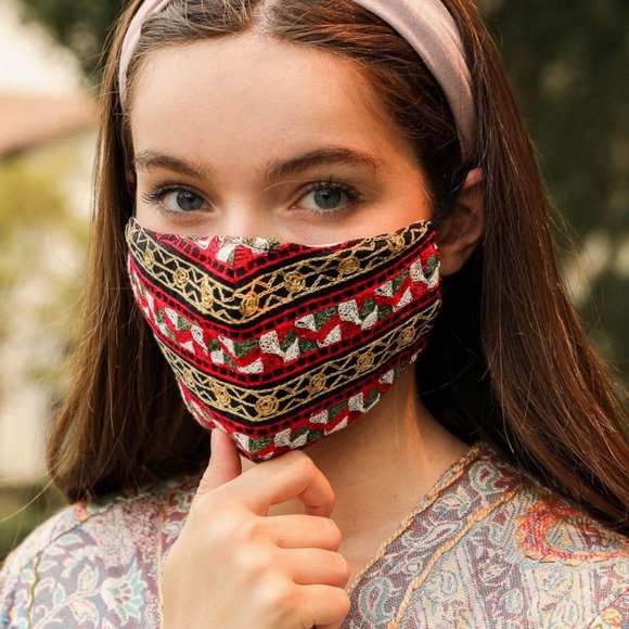 Face Mask Embroidered Graphic Design Reusable - Picture 4 of 6